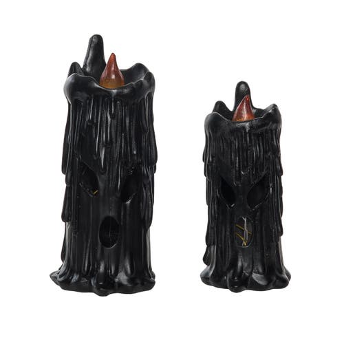 Transpac Black Halloween Creepy Candle Set Of 2 Decorative Accent In Black