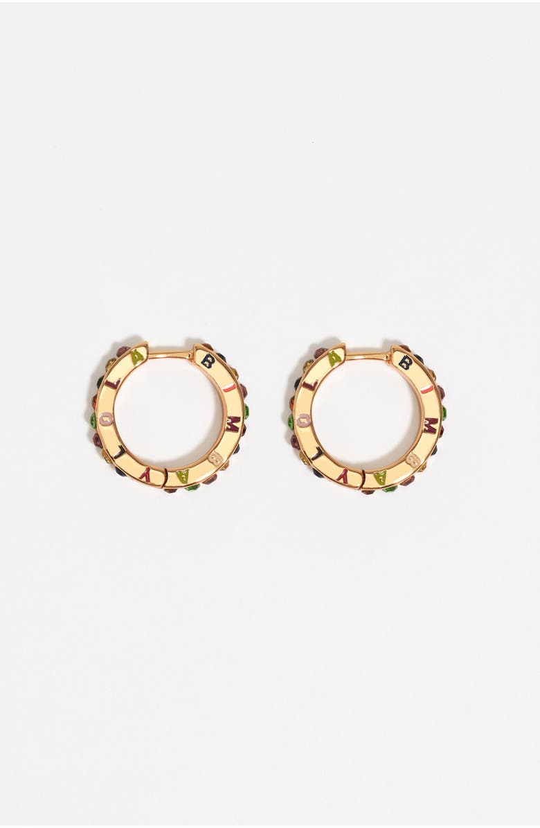 Bimba y Lola Multicolored Crystals Logo Hoop Earrings, Main, color, 
