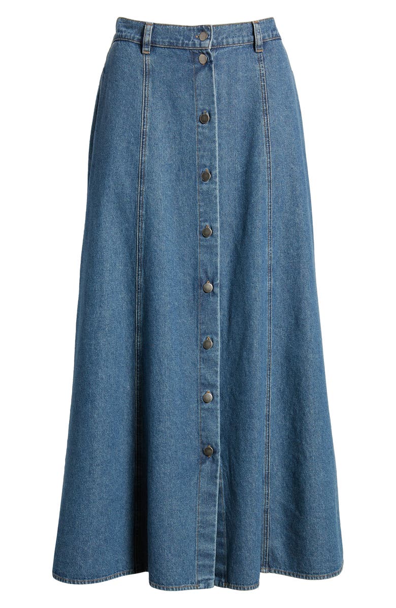 XÍRENA Spence Button Front Denim Skirt, Alternate, color,