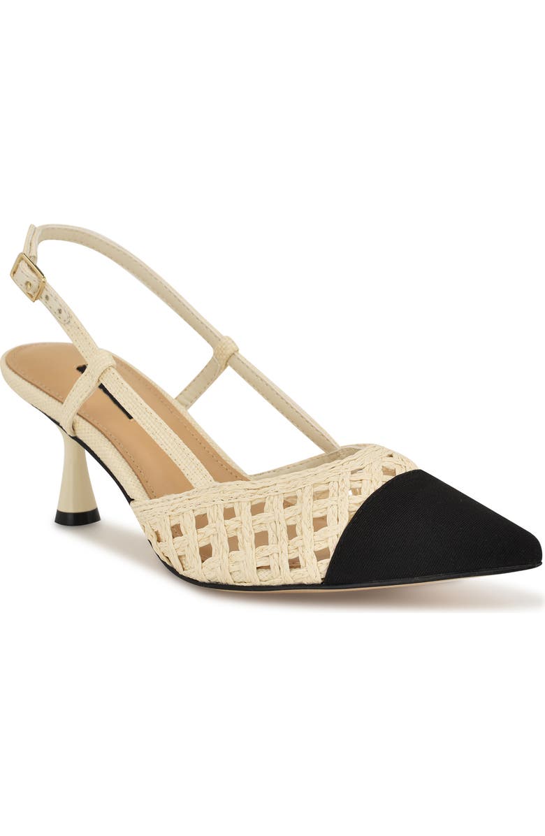 Nine West Railen Pointed Toe Slingback Pump, Main, color, Ivory