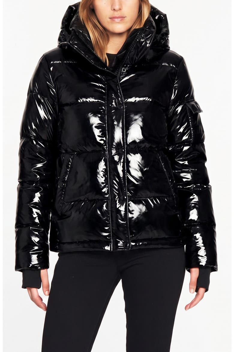 Ella Water Resistant Puffer Jacket, Main, color, ONYX