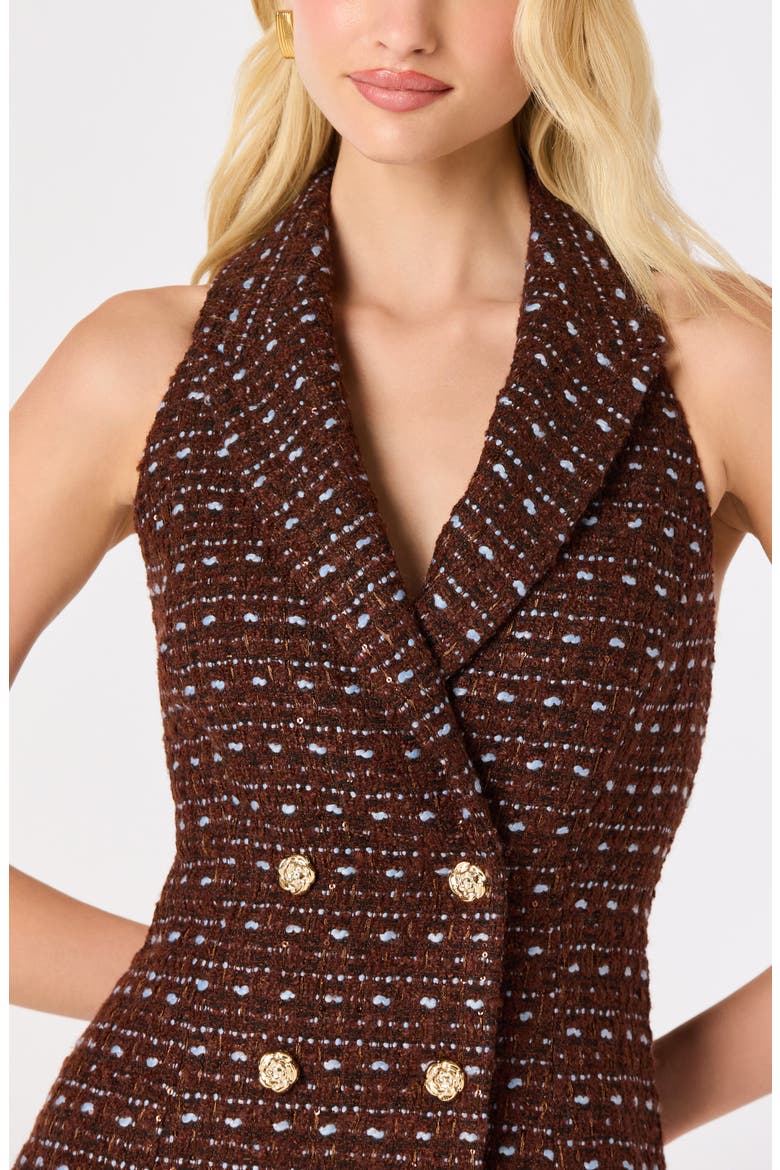 Claudine Tweed Halter Vest, Alternate, color, BROWN TWEED