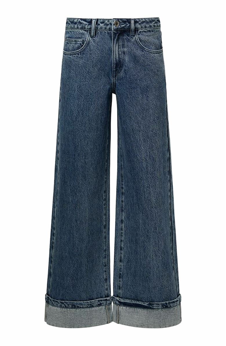 WeWoreWhat Mid Rise Cuff Straight Leg Jean, Main, color, 