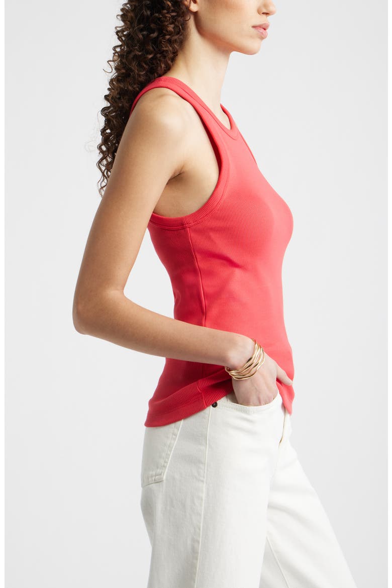 Everyday Cotton Rib Tank, Alternate, color, RED SAUCY