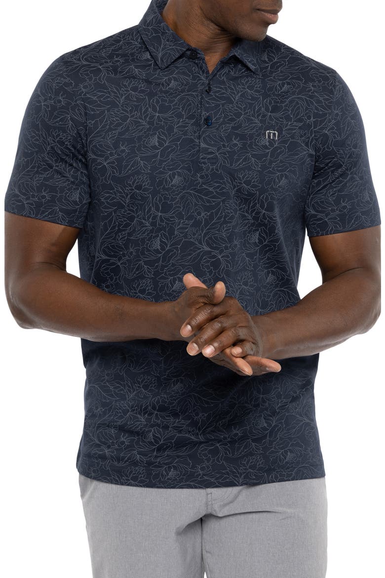 Monstera Print Piqué Polo, Main, color, TOTAL ECLIPSE