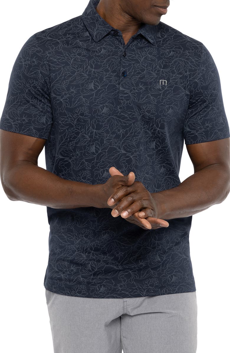 TravisMathew Monstera Print Piqué Polo, Main, color,