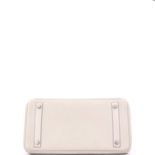 Pre-owned Hermes  Hermes Birkin Handbag Light Clemence With Palladium Hardware 30 In White