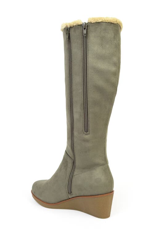 Aerosoles Binocular Faux Shearling Lined Wedge Boot In Green