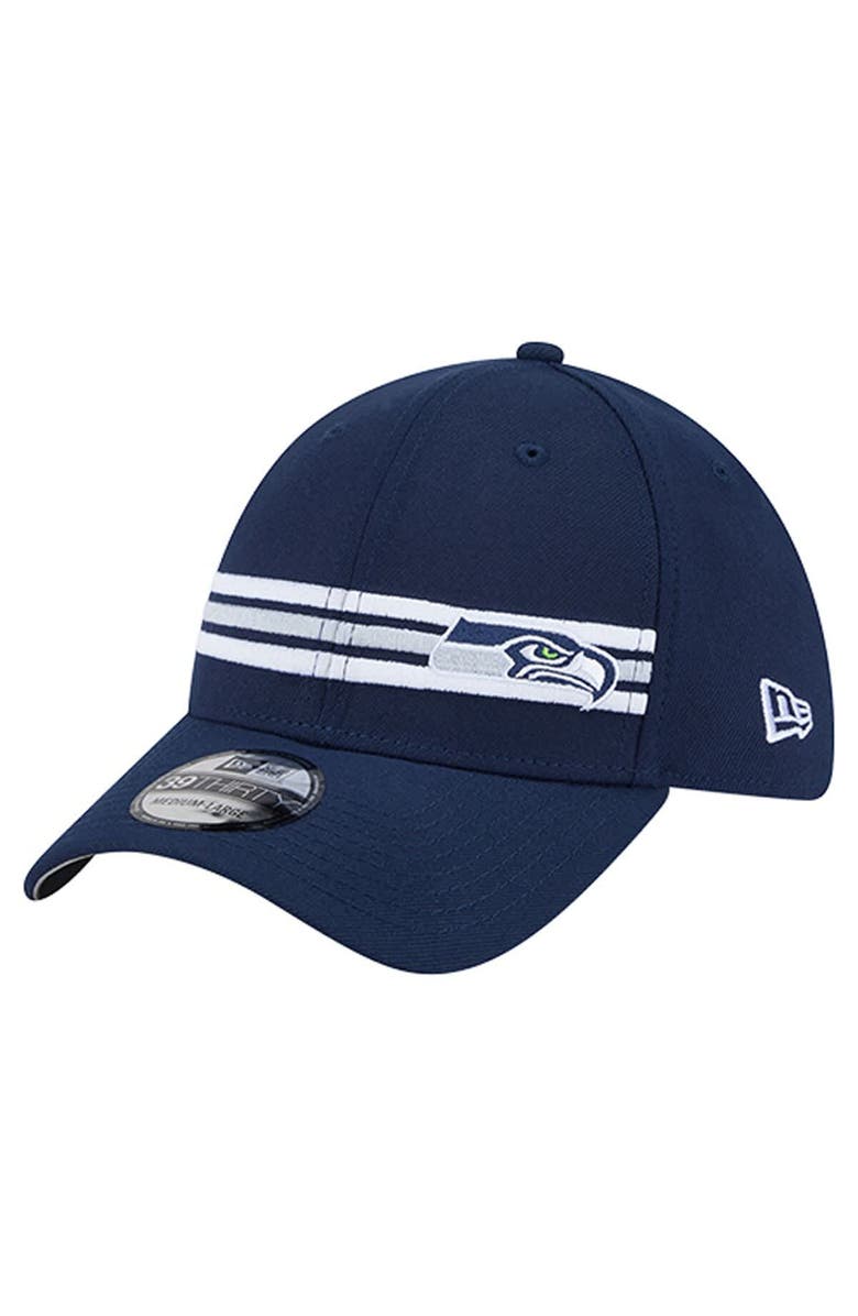New Era Men's New Era College Navy Seattle Seahawks Stripes 39THIRTY Flex Hat, Main, color, 