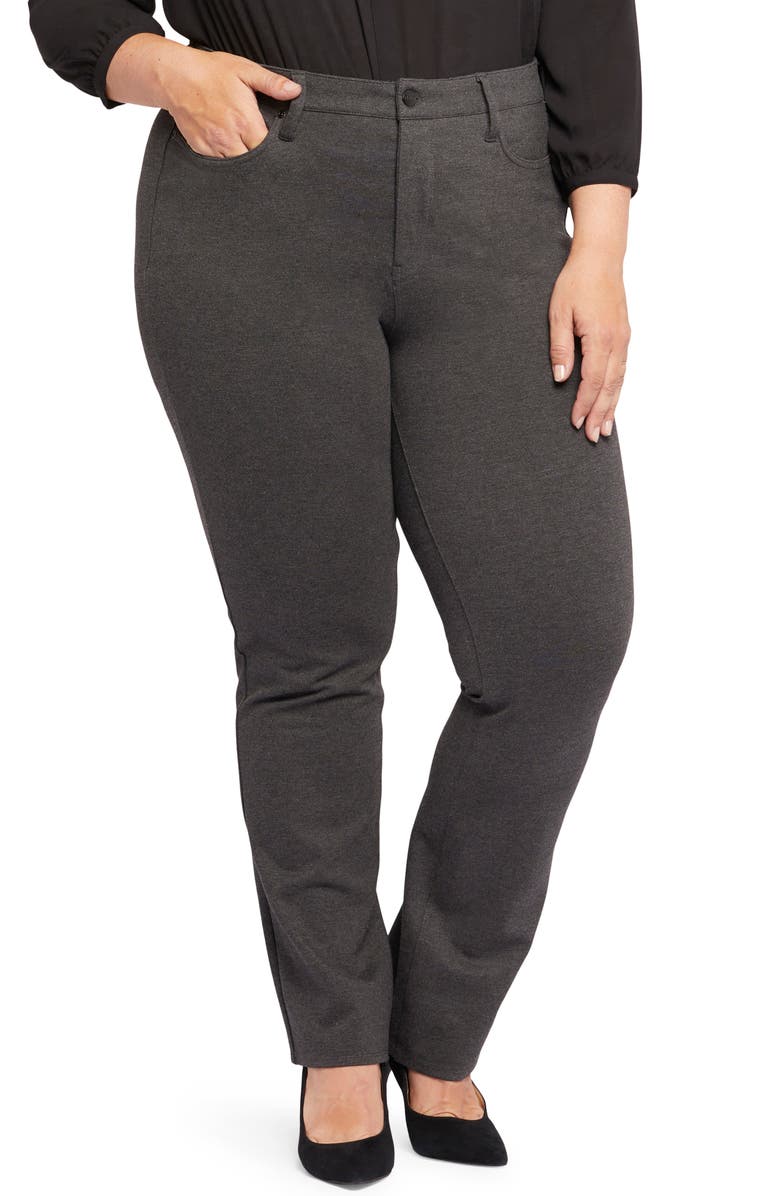 NYDJ Marilyn Straight Leg Pants, Main, color, Charcoal Heathered