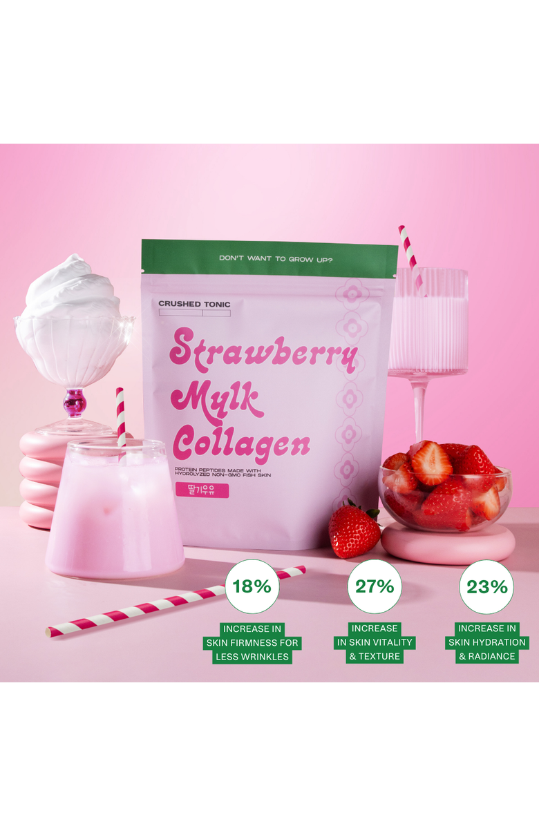 CRUSHED TONIC Strawberry Mylk Marine Collagen Supplement, Alternate, color, Light Pink