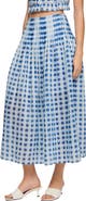 SANDRO Long gingham linen skirt