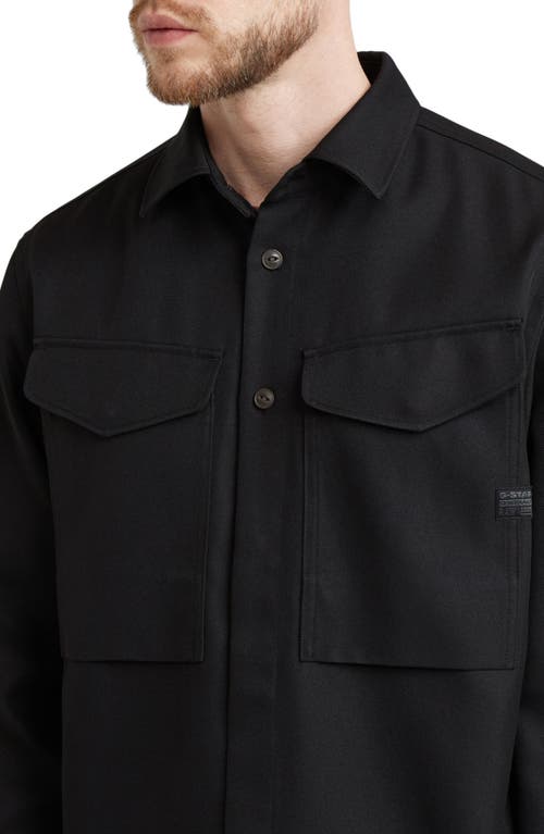 G-star Cargo Pocket Cotton Button-up Overshirt In Dark Black