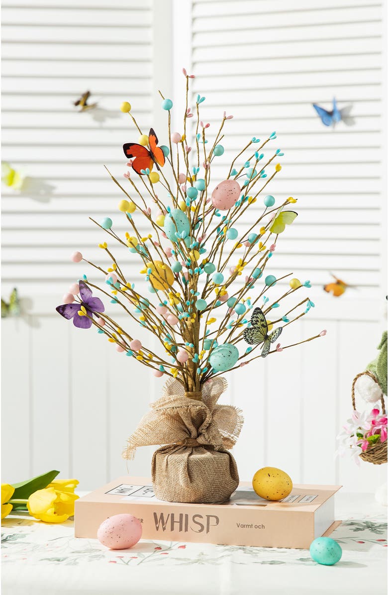 Glitzhome 18"H Easter Egg Table Tree Decor, Alternate, color, Blue