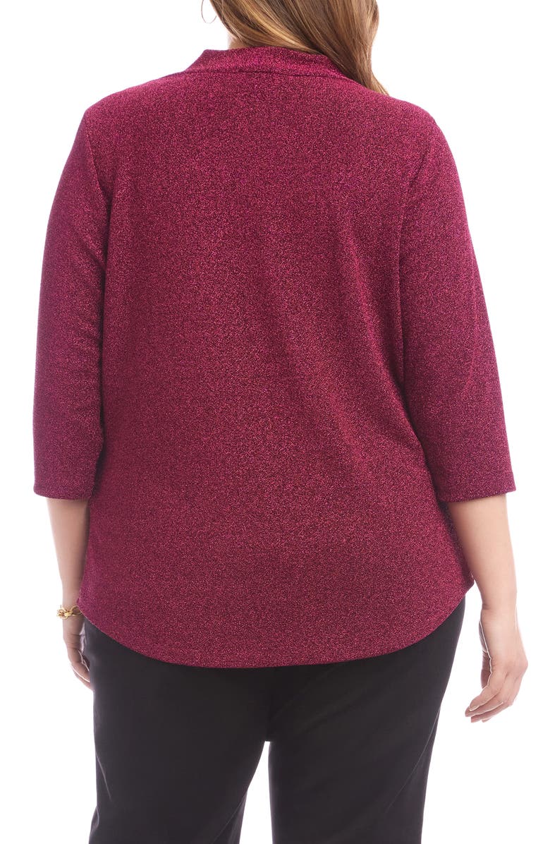 Karen Kane Metallic Knit Cowl Neck Top, Alternate, color, Magenta
