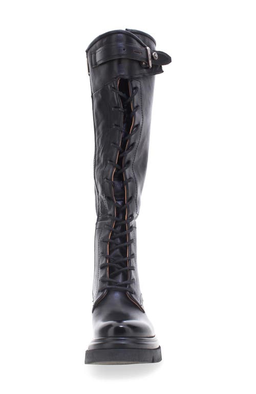 As98 A.s.98 Edison Lace-up Knee High Boot In Black