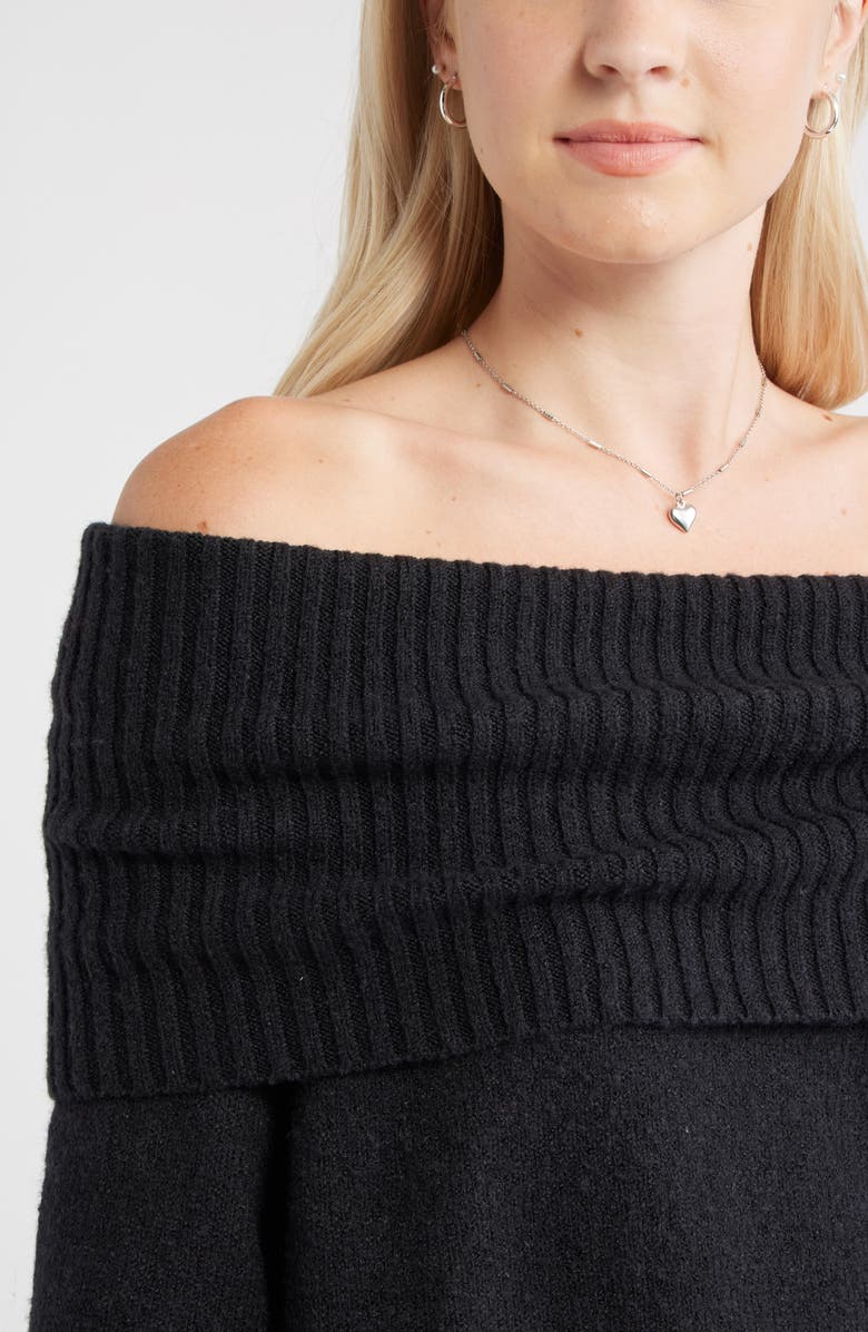 BP. Off the Shoulder Sweater, Alternate, color, Black