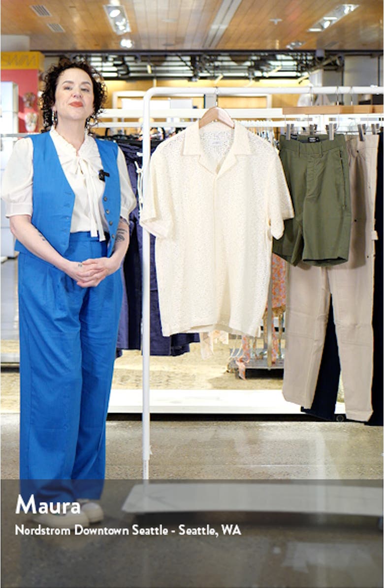 Canty Crochet Stitch Short Sleeve Button-Up Shirt, sales video thumbnail