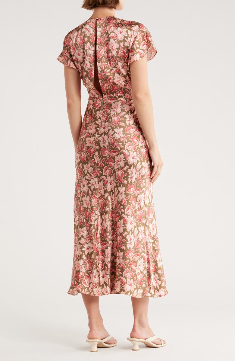 Veronica Beard Seymour Cap Sleeve Midi Dress, Alternate, color, Deep Ochre/ Pink