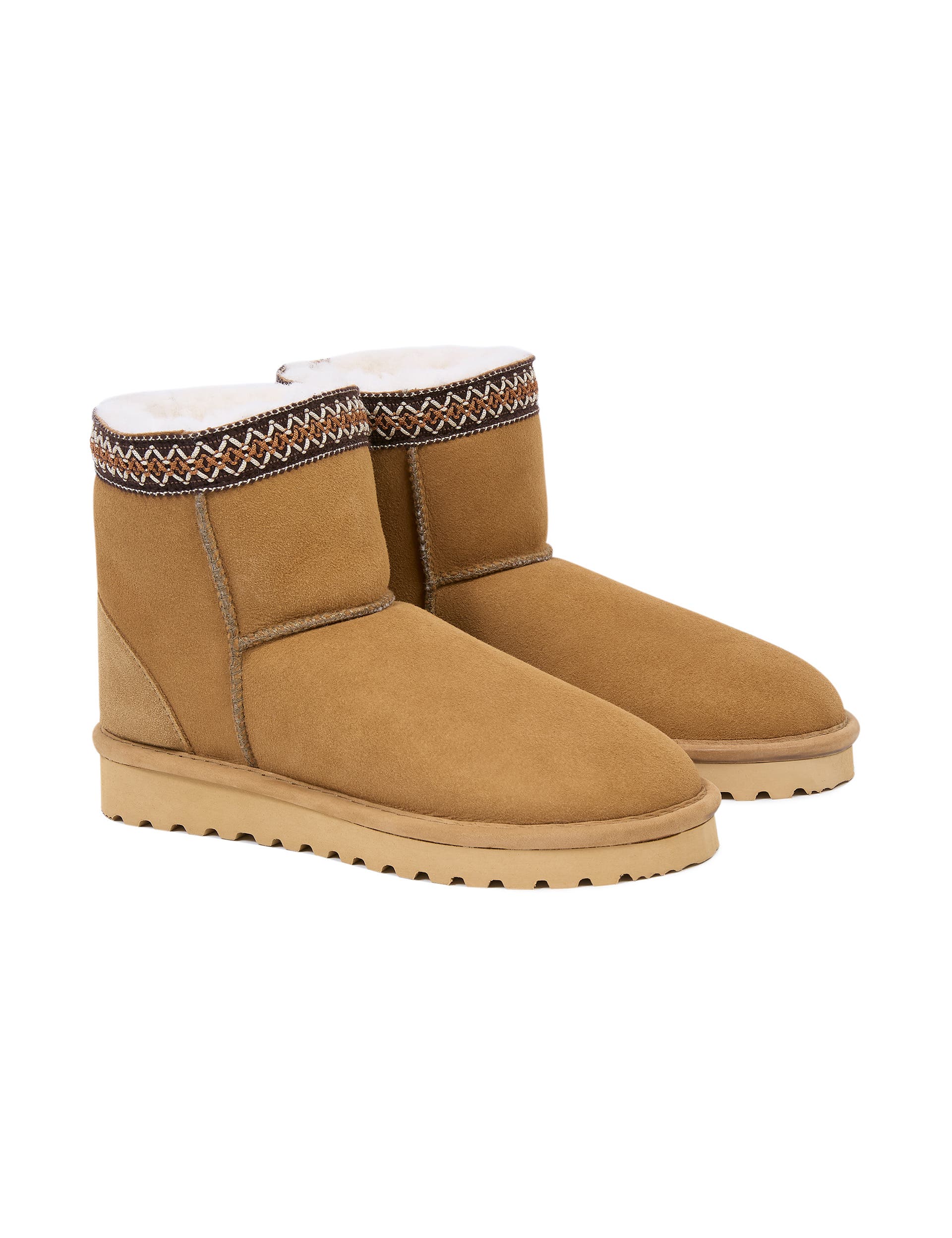 Braid Trim Shearling Shortie Boot, Alternate, color, Spice