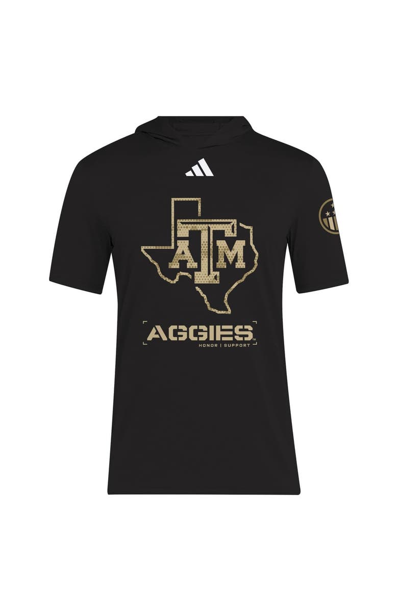 adidas Men's adidas Black Texas A&M Aggies 2025 Military Appreciation AEROREADY Hooded T-Shirt, Alternate, color, Black