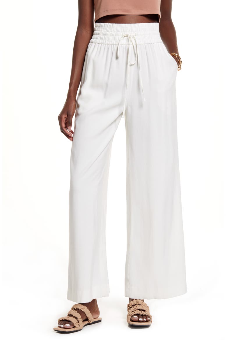 Drawstring Wide Leg Pants, Main, color, IVORY