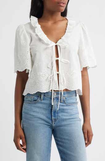 WAYF x Styled by COCO! Camilla Cotton Eyelet Crop Top