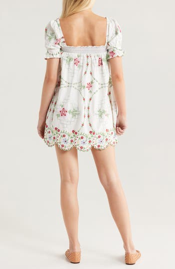Lulu Embroidered Organic Cotton Shift Minidress