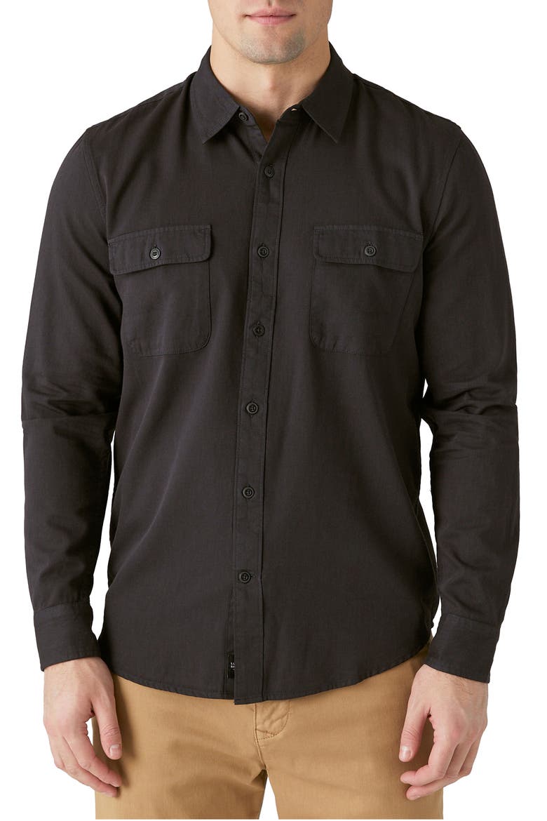 Lived-In Cotton Blend Button-Up Shirt, Main, color, PHANTOM