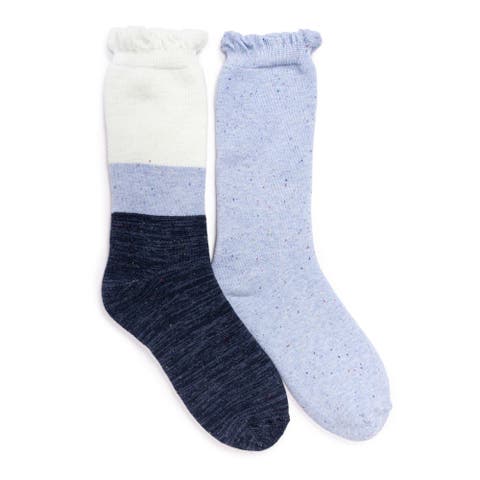 Women's 2 Pair Pack Ruffle Heat Retainer Crew Socks