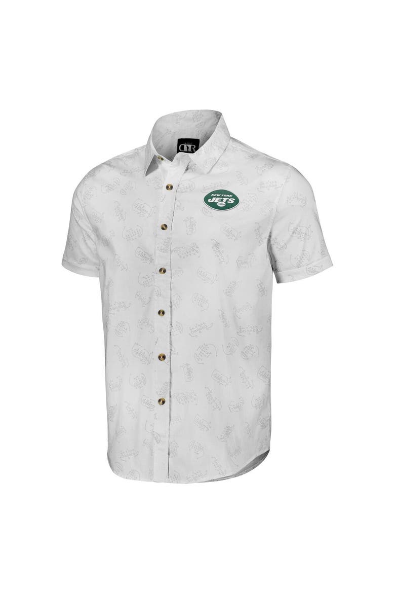 Men's NFL x Darius Rucker Collection by Fanatics White New York Jets Woven Short Sleeve Button Up Shirt, Alternate, color, White