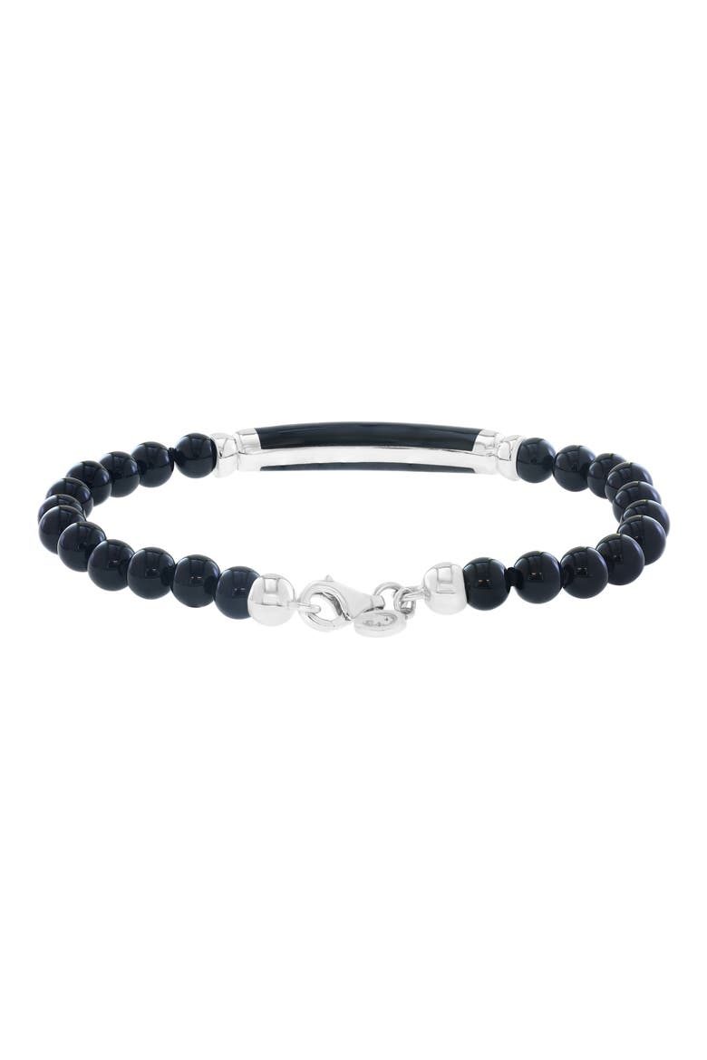 Men's Onyx Beaded Bracelet, Alternate, color, BLACK