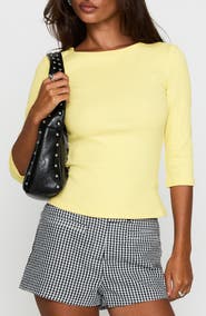 Princess Polly Elaia Three-Quarter Sleeve Crop Top