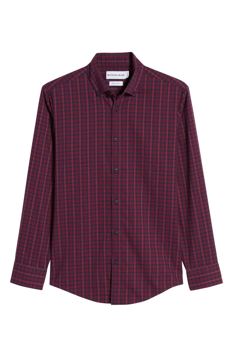 Mizzen+Main Wallace Trim Fit Plaid Flannel Button-Down Performance Shirt, Alternate, color, 