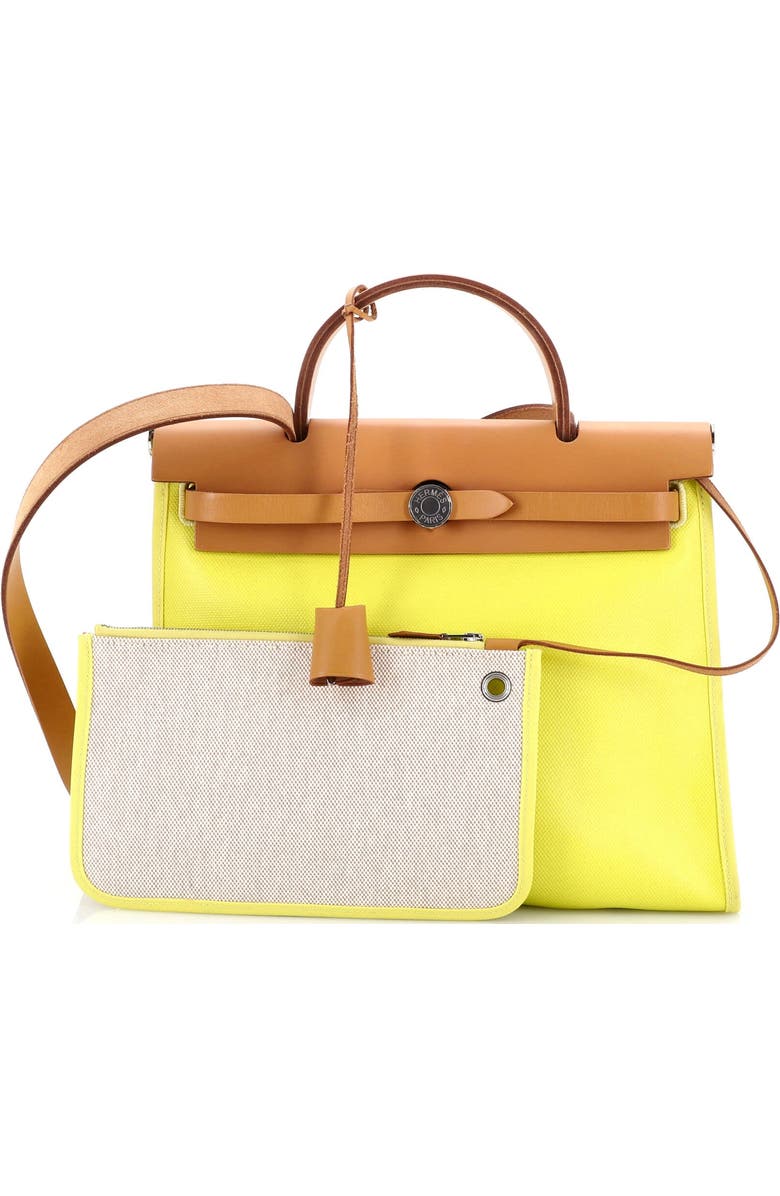 Pre-Owned Hermes Herbag Zip Berline Vache Canvas and Leather 31, Alternate, color, Lime