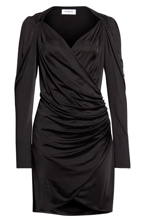Long Sleeve Draped Jersey Dress