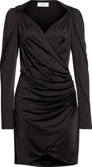Balmain Long Sleeve Draped Jersey Dress