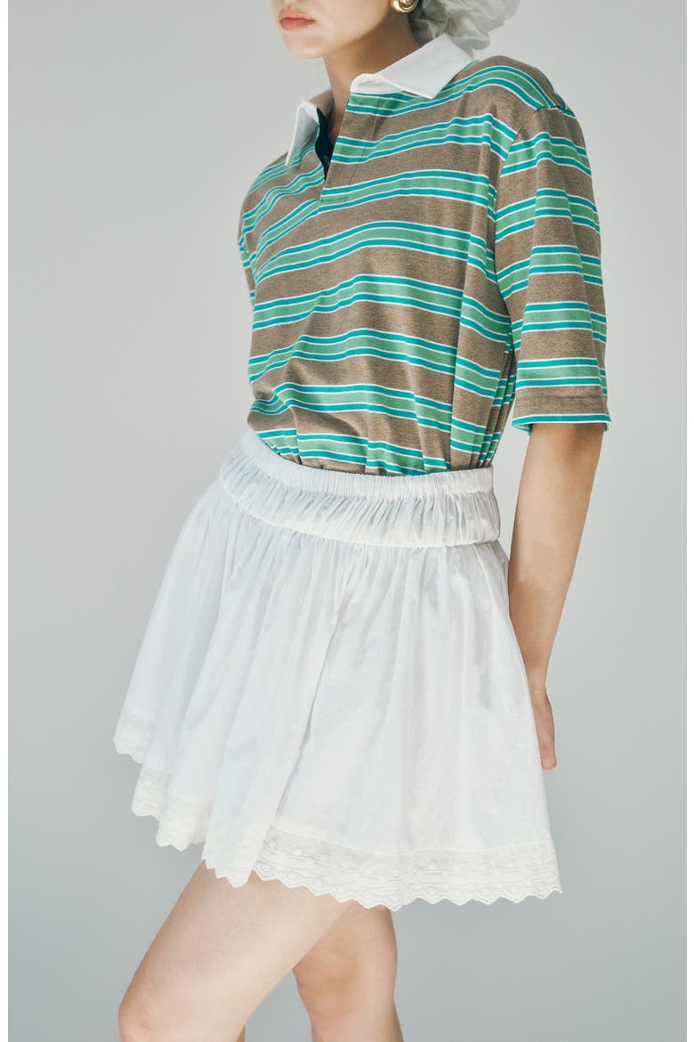 Austin Embroidered Hem Cotton Miniskirt, Alternate, color, WHITE