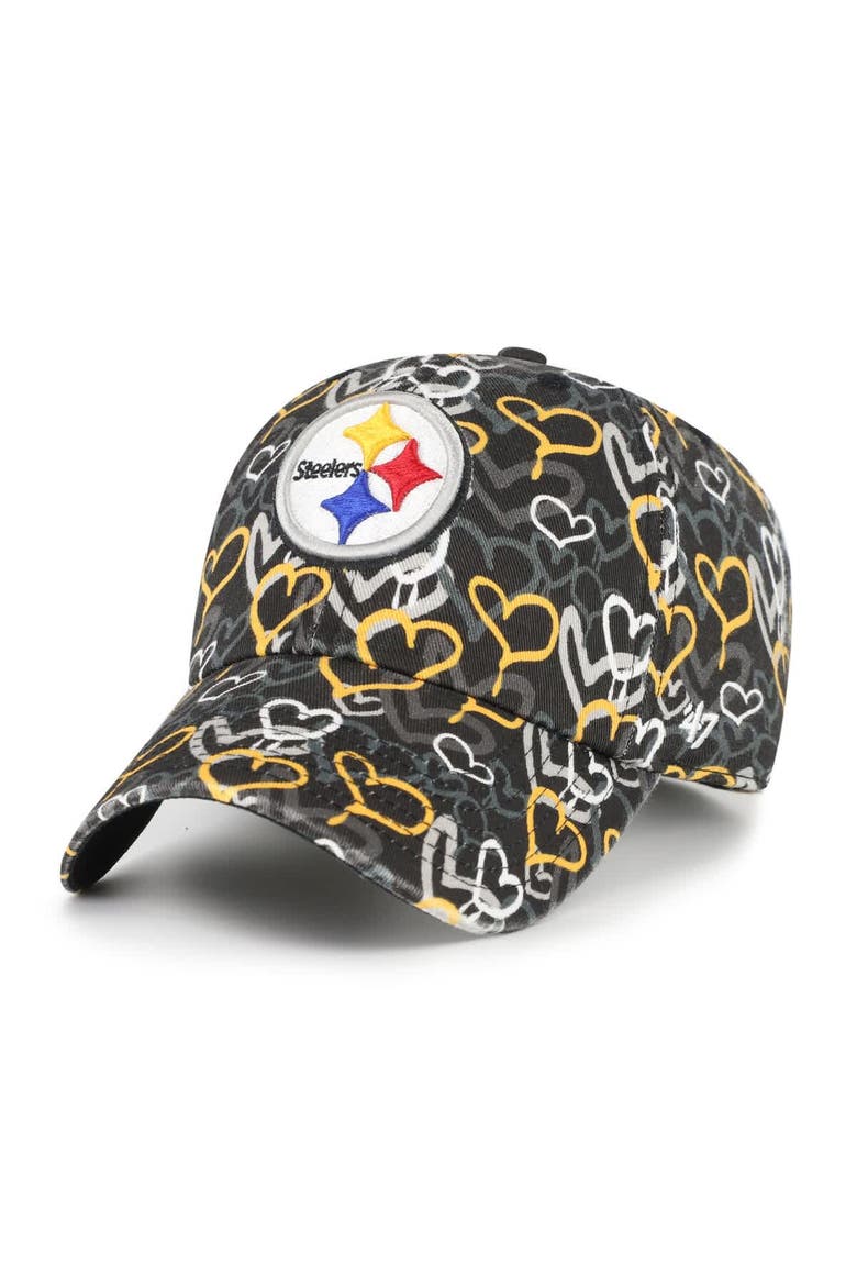 Girls Toddler '47 Black Pittsburgh Steelers Mural Clean Up Adjustable Hat, Main, color, Black