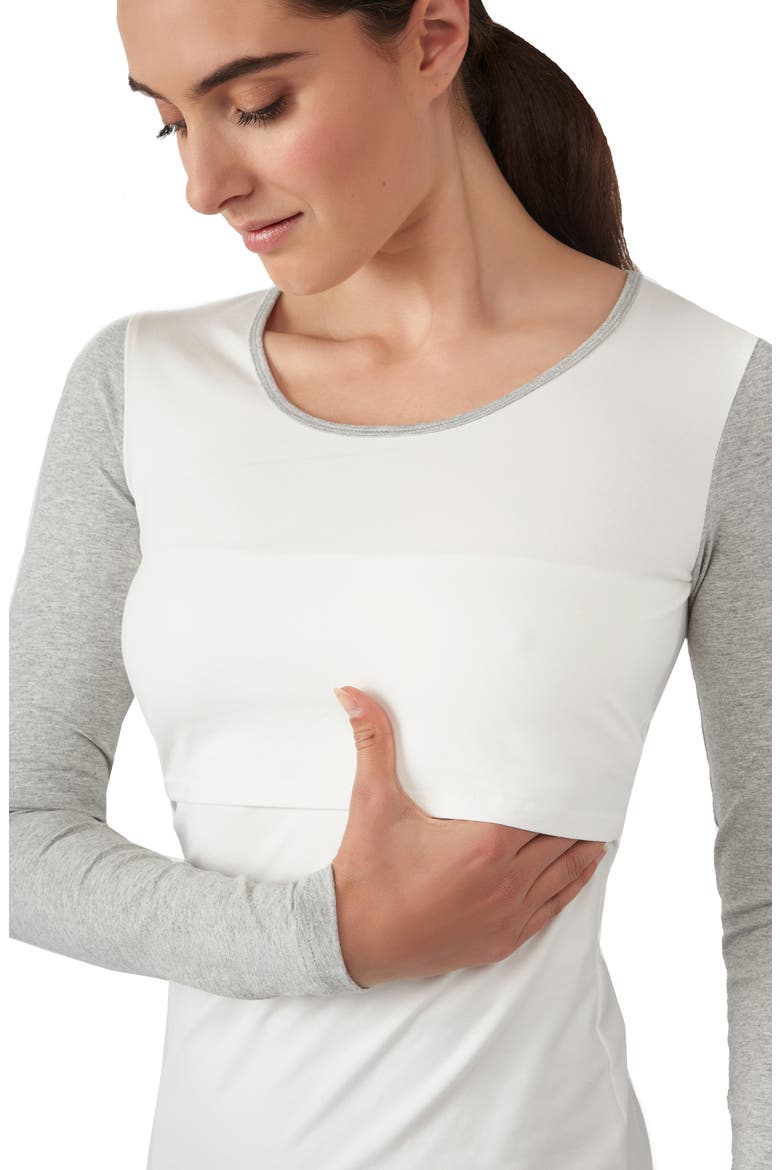 Maternity/Nursing Tee, Alternate, color, EGGSHELL/ GREYMIX MELANGE
