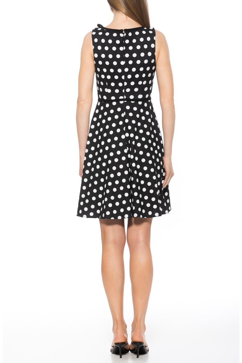 Ida Fit and Flare Sleeveless Dress, Alternate, color, BLACK WHITE POLKA DOTS