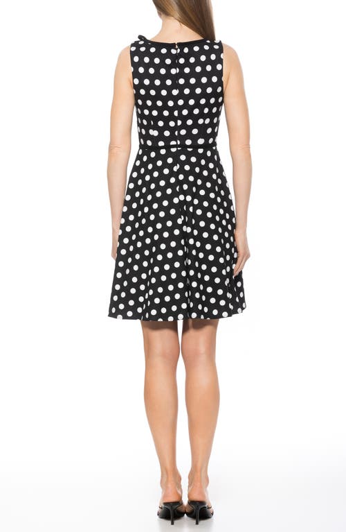Alexia Admor Ida Fit And Flare Sleeveless Dress In Black White Polka Dots