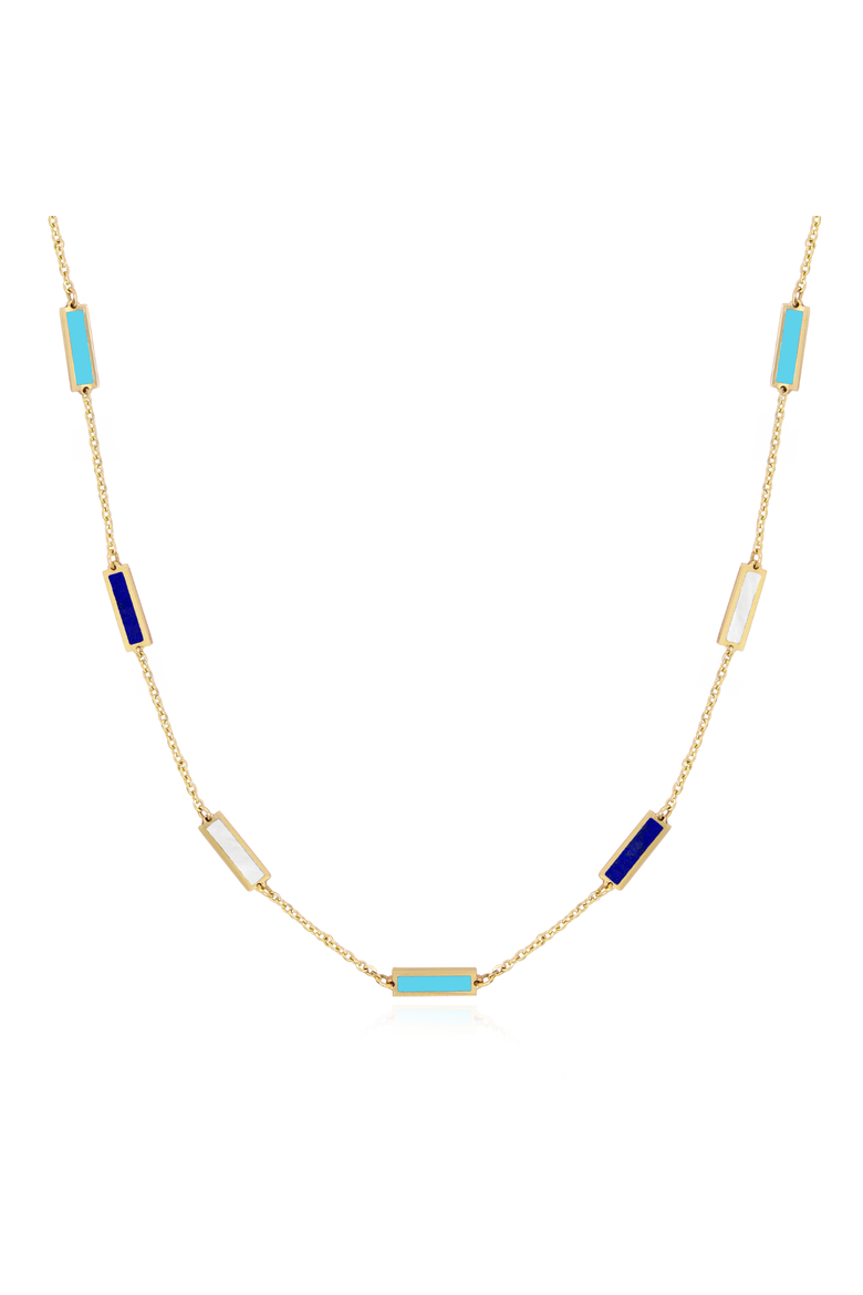 Blue Mixed Bar Chain Necklace, Main, color, Blue