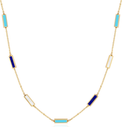 The Lovery Fine Jewelry Blue Mixed Bar Chain Necklace