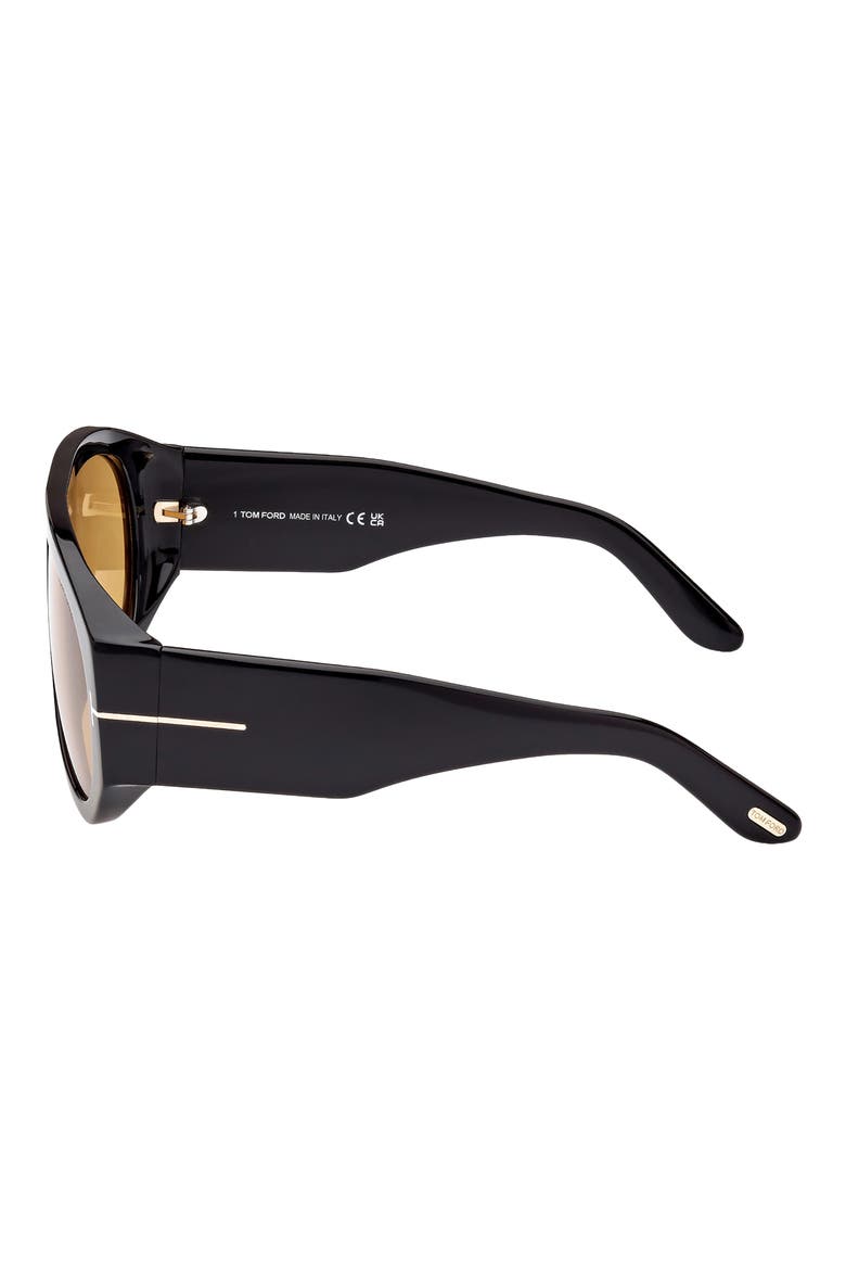 Bronson 60mm Aviator Sunglasses, Alternate, color, SHINY BLACK / YELLOW LENSES
