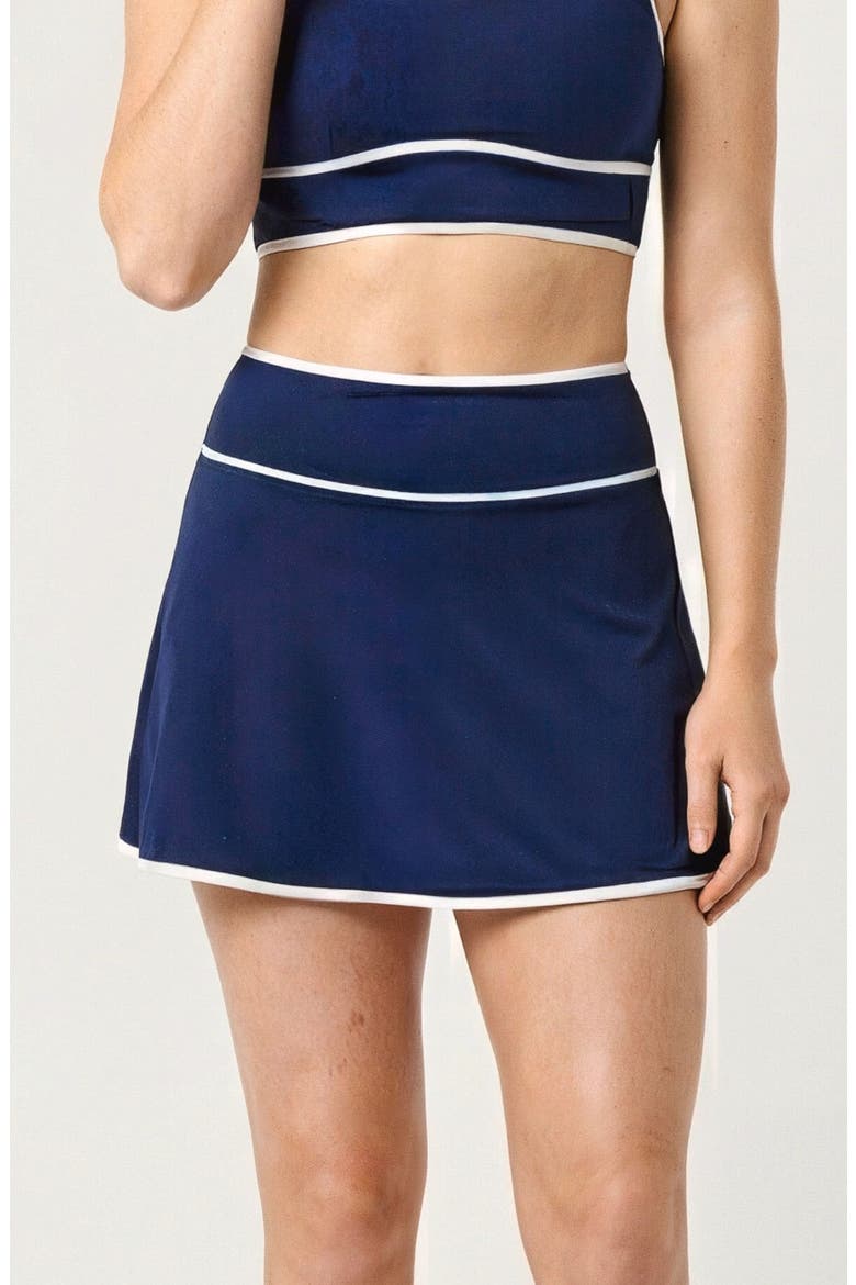 Short Swim Skirt Two-Toned Collection, Main, color, Navy & White
