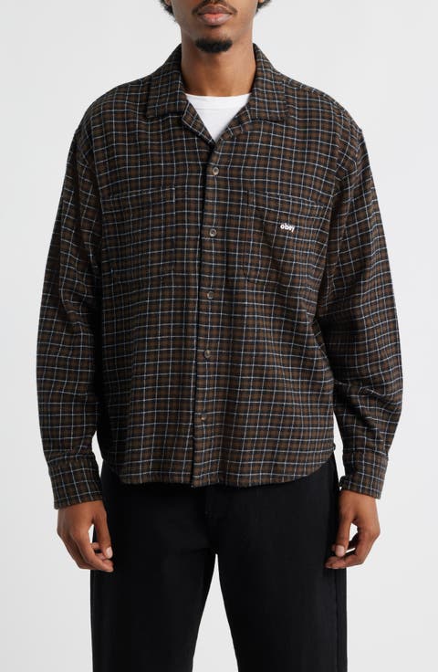 Adams Plaid Long Sleeve Flannel Long Sleeve Camp Shirt