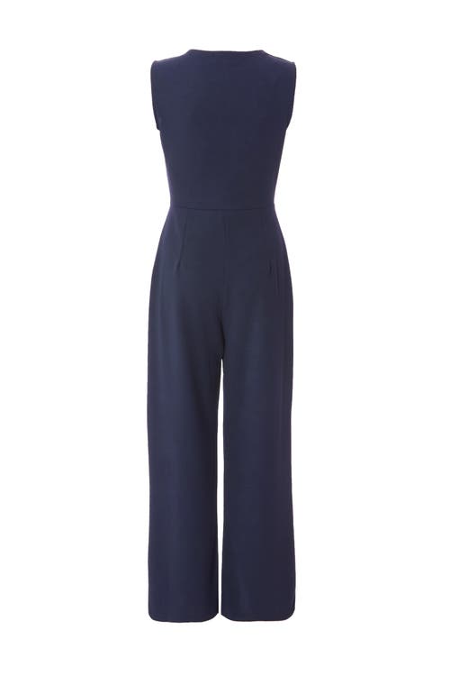 Quiz Scuba Crepe Gathered Front Jumpsuit In Navy