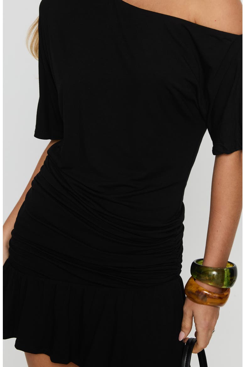 Haylo Off the Shoulder Minidress, Alternate, color, BLACK
