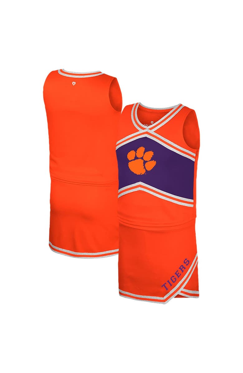 COLOSSEUM Girls Youth Colosseum Orange Clemson Tigers Cheerleader Top & Skirt Set, Alternate, color, Orange